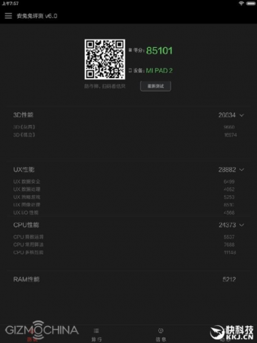 Xiaomi Mi Pad 2 набрал 85 тысяч очков в AnTuTu